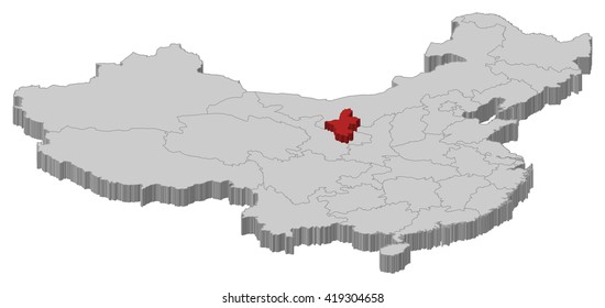 Map - China, Ningxia - 3D-Illustration