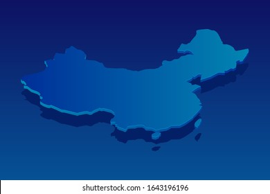 map of China on blue background. Vector modern isometric concept greeting Card illustration eps 10.