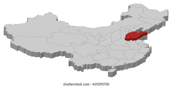 Map - China, Shandong - 3D-Illustration