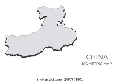 Map of the China in simple isometric form. Illustration of isometric map of the country.