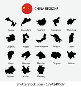 Map of China state regions graphic element Illustration template design
