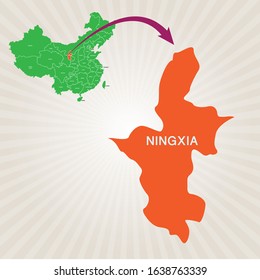 Map of China and its states. Cities map vector. Ning’an