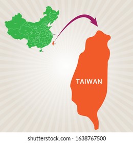 Map of China and its states. Cities map vector Taiwan