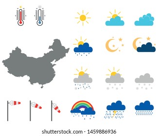 Map of China with weather symbols