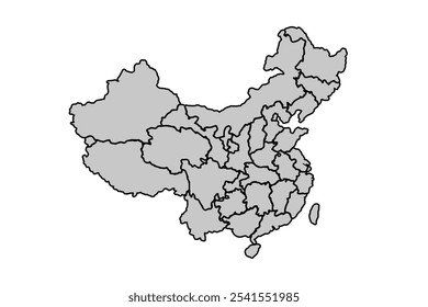 Map of China for website layouts,background,education, precise,customizable,Travel worldwide,map silhouette backdrop,earth geography, political,reports.Vector illustration map.