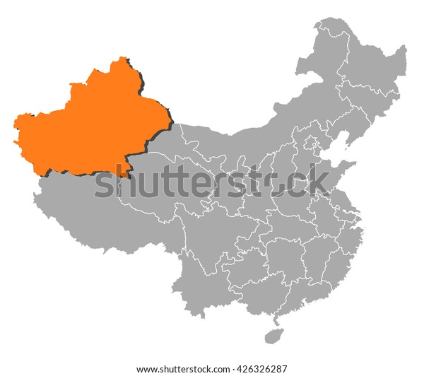 Map China Xinjiang Royalty Free Stock Image