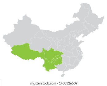 Map Of The Chinese Region Of Southwest China