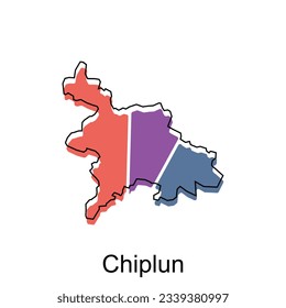 map of Chiplun vector design template, national borders and important cities illustration