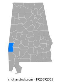 Mapa de Choctaw en Alabama en blanco