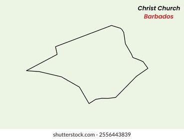 Map of Christ Church, Map of Christ Church with an outline, Map of Barbados state Christ Church, Vector Illustration, Barbados .