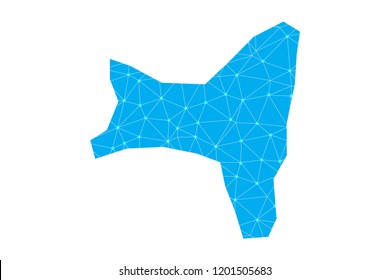 Map of Christmas Island from Polygonal wire frame low poly mesh,Christmas Island map  Vector Illustration EPS10.