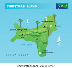 Map of Christmas Island. Vector art illustration