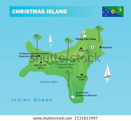 Map of Christmas Island. Vector art illustration