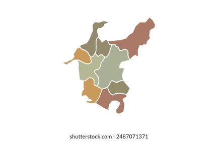 Map of Chubu for education,Travel worldwide, earth geography website layouts, background,study geography,work in graphics.Suitable for those interested in using illustrations Provinces in Japan
