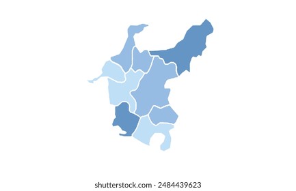 Map of Chubu isolated blue tone color style.Map of Japan.for website layouts, background, education, precise, customizable, Travel worldwide, map silhouette backdrop, earth geography, political.