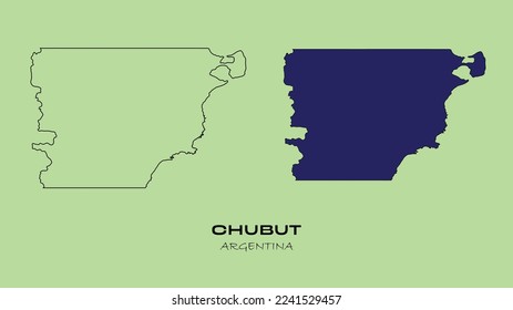 Map of Chubut, Map of Chubut
– Argentina state filled solid color and outline vector illustration, Argentina province Chubut.