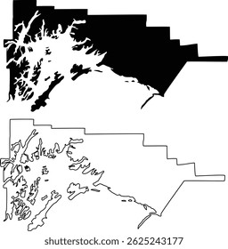 Map of Chugach Census Area Alaska USA Silhouette Flat And Outline Design