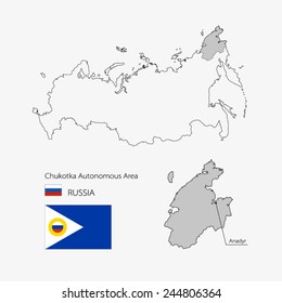 Map of Chukotka Autonomous Area, Russia