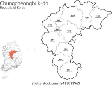 
Map of Chungcheongbuk-do, South Korea