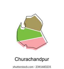 Karte von Churachandpur, Vektordesign-Vorlage, nationale Grenzen und wichtige Städte - Illustration