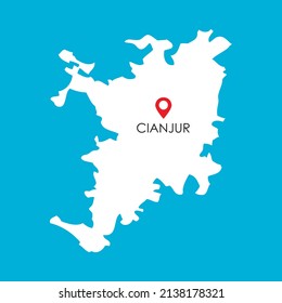 Map of Cianjur in West Java with location icon