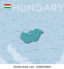 Map of cities and roads in Hungary.