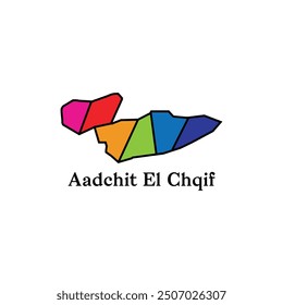 Map City of Aadchit El Chqif, modern geometric colorful vector design template