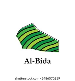 Vektorgrafik City of Al Bida Design Illustration, Kartensymbol, Schild, Umriss, Weltkarte Internationale Vektorgrafik Vorlage auf weißem Hintergrund