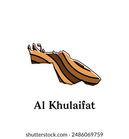 Map City of Al Khulaifat design illustration, vector symbol, sign, outline, World Map International vector template on white background