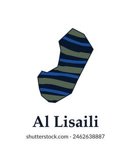 Map City of Al Lisaili vector design template, national borders and important cities illustration design template