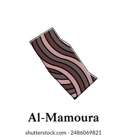 Map City of Al Maamoura design illustration, vector symbol, sign, outline, World Map International vector template on white background