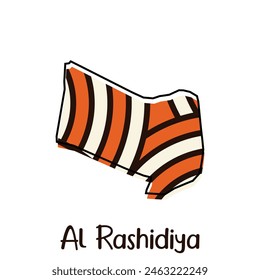 Mapa Diseño del Vector de la ciudad de Al Rashidiya, límites nacionales e ilustración de ciudades importantes
