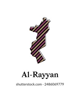 Map City of Al Rayyan design illustration, vector symbol, sign, outline, World Map International vector template on white background