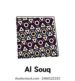 Stadtplan Vektorgrafik Al Souq, Landesgrenzen und wichtige Städte Illustration, Kartenstil mit Polygon bunte Design-Vorlage