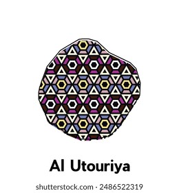 map City of Al Utouriya vector, national borders and important cities illustration, map style with polygon colorful design template