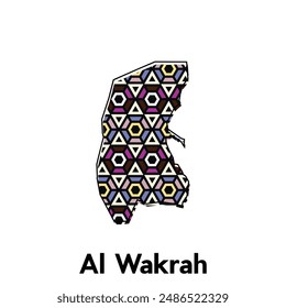 map City of Al Wakrah vector, national borders and important cities illustration, map style with polygon colorful design template