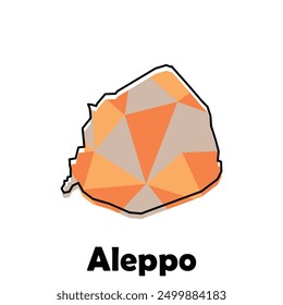 Map City of Aleppo polygon geometric design, suitable for your company with outline design template