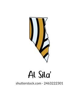 Map City of Al-Sila vector design, national borders and important cities illustration