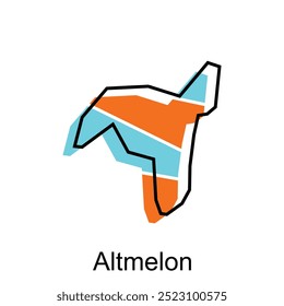 Map City of Altmelon, vector template with outline graphic sketch style isolated on white background