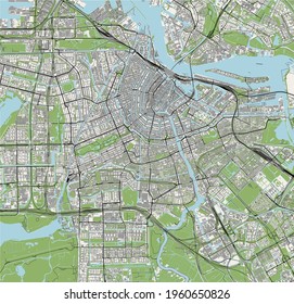 Map City Amsterdam Netherlands Stock Vector (Royalty Free) 1960650826