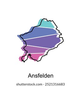 Mapa Cidade de Ansfelden - localização no Austria Vetor do país com estilo de contorno, elemento de logotipo para modelo