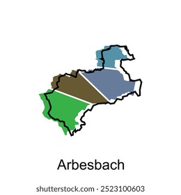 Mapa Ciudad de Arbesbach, Plantilla de Vector con estilo de boceto gráfico de contorno aislado sobre fondo blanco