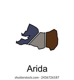 Map City of Arida, Vector isolated illustration on white background. Colorful silhouettes