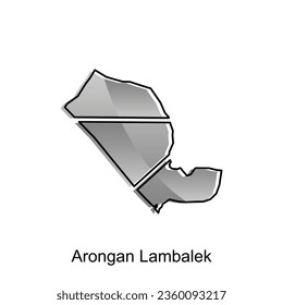 mapa de la ciudad de Arongan Lambalek plantilla de diseño de vectores, Mapa de Indonesia con estados y formas redondeadas modernas