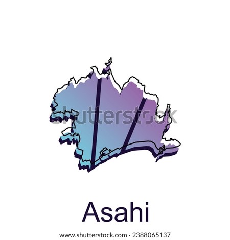 Map City of Asahi design, High detailed vector map - Japan Vector Design Template, suitable for your company