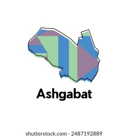 Map City of Ashgabat illustration design. Turkmenistan World Map International vector template