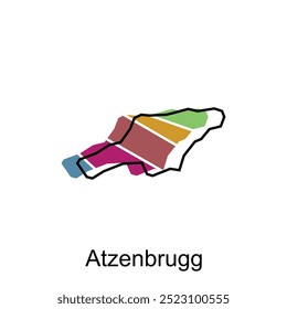 Cidade do mapa de Atzenbrugg, modelo vetorial com esboço gráfico estilo isolado no fundo branco