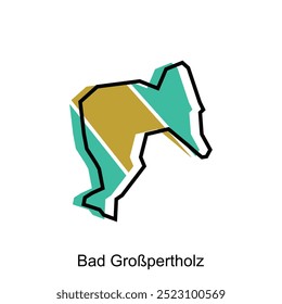 Map City of Bad GroBpertholz, vector template with outline graphic sketch style isolated on white background