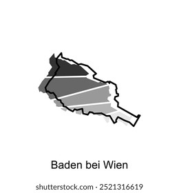 Mapa Cidade de Baden bei Wien - localização na Áustria País vetor com estilo de contorno, elemento de logotipo para modelo