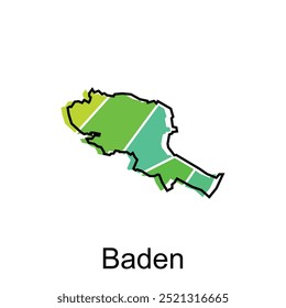 Mapa Cidade de Baden - localização na Áustria País vetor com estilo de contorno, elemento de logotipo para modelo